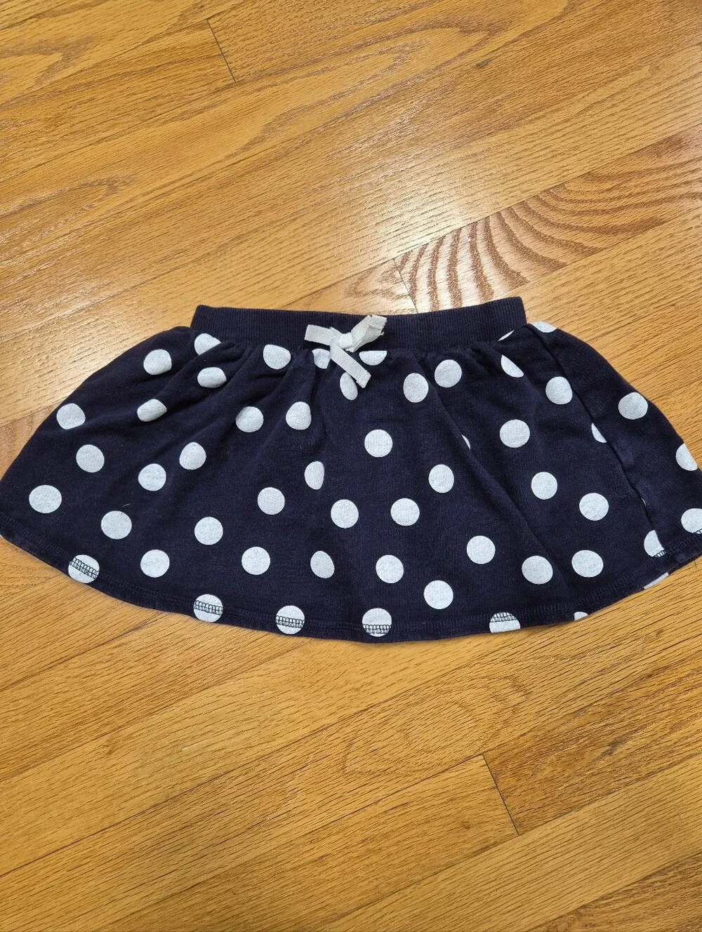 OshKosh Bgosh Girls Navy Blue Polka Dot Cotton Knit Skirt Size 4